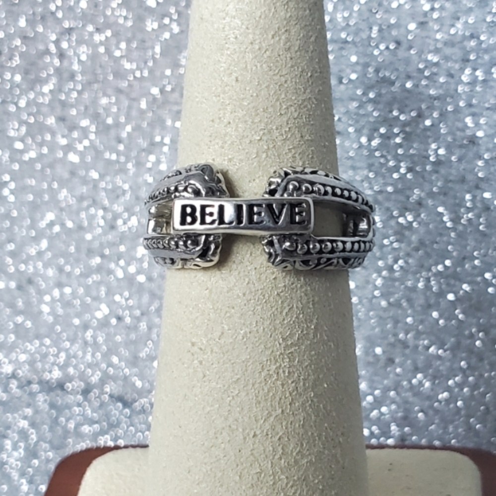925 Sterling Silver "Believe" theme Ring‎